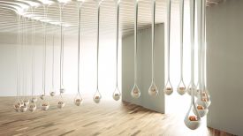 The elegant hanging ‘Scent drops’ designed by Harvey and John at the Le Grand Musée du Parfum Paris