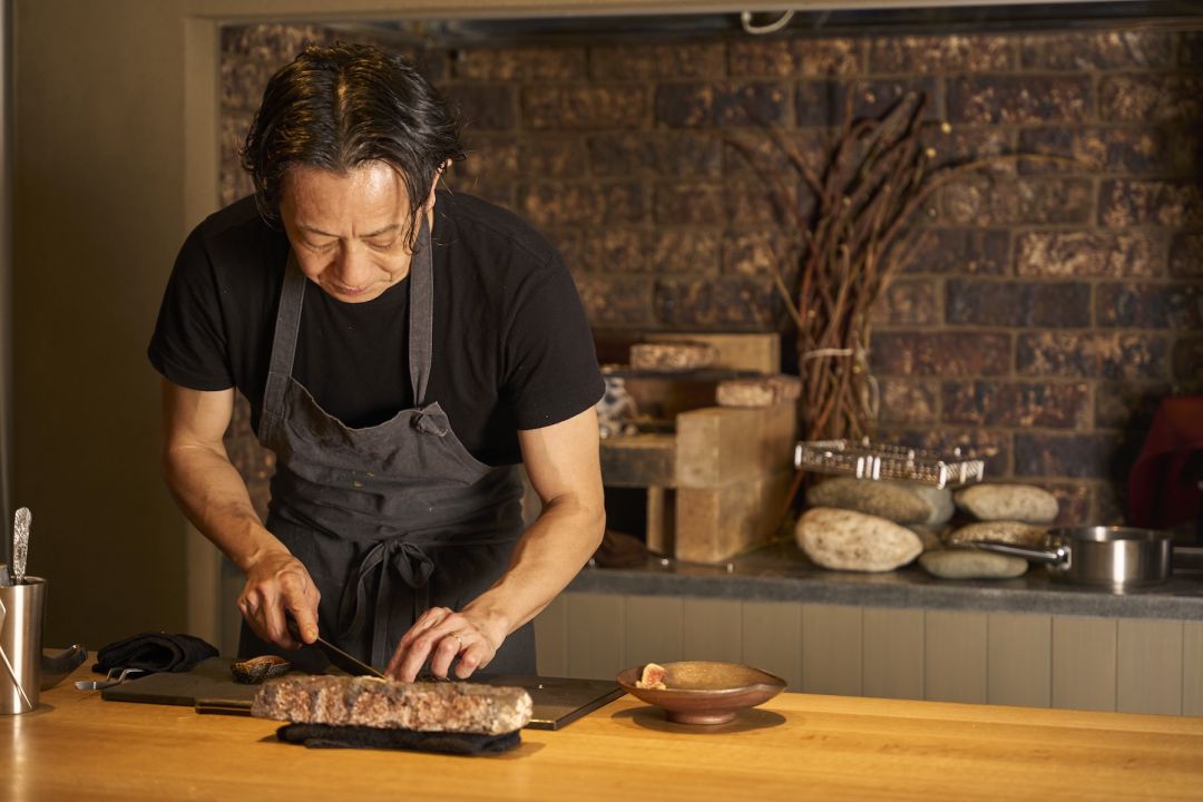 Executive Chef Makoto Fuse | preparing French-Japanese Foods | Timber Piles natural construction Japan | Auberge Né | Eco Design Hotel & Resturant in Rural Japan | Shibata, Niigata | The Afficionados