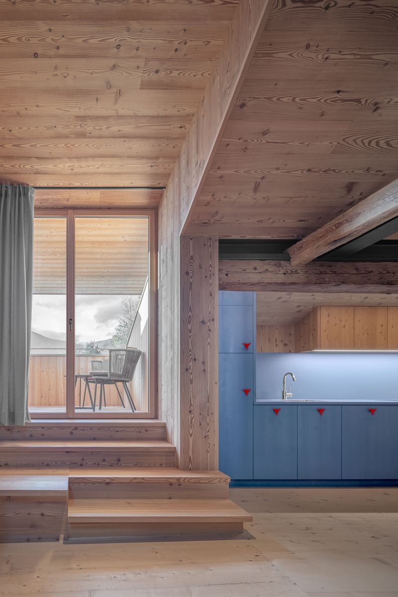 Modern,Timber clad bedroom suites in the Apartments   Farmhouse Living in the Alps of Dolomites | Oberbuchfelder Hof | Boutique Farmhouse Accommodation in Laion, South Tyrol