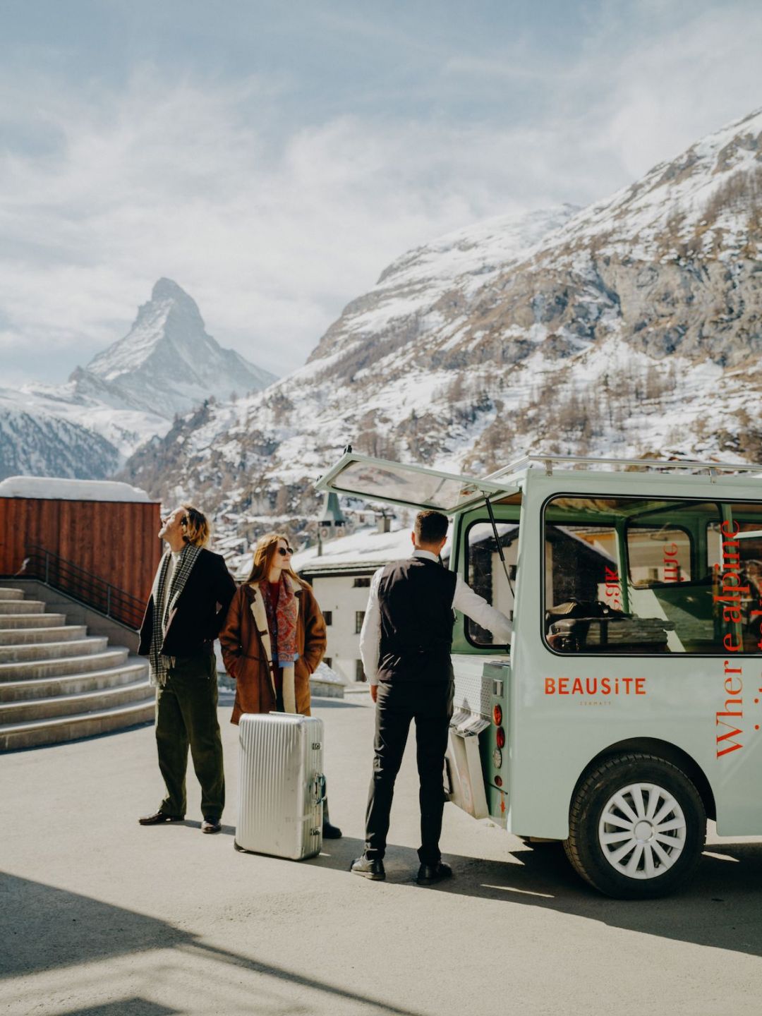 Beausite Hotel Electric Car Guest Transporation Sustainable Travel in Zermatt 