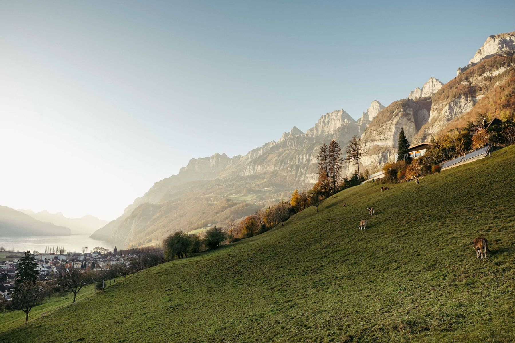 Lake Walensee, Walenstadt and Switzerland’s famous seven peaks of Churfirsten, Hasenberg Lodge is a crisp 1970s chalet-esque pied-à-terre, a private-hire house 