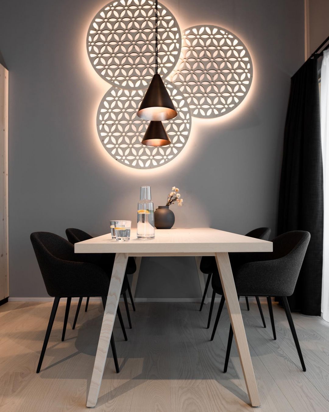 Modern Alpine restaurant Table seating and wall decoration |  Design by Alpstein | New Design Hotel in Schruns, Montafon, Vorarlberg Austria | The Aficionados 