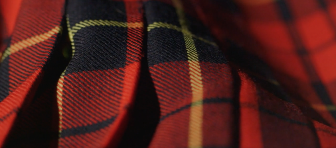 kilt, Hand crafted in Scotland, made from 100% British wool & black shearling.