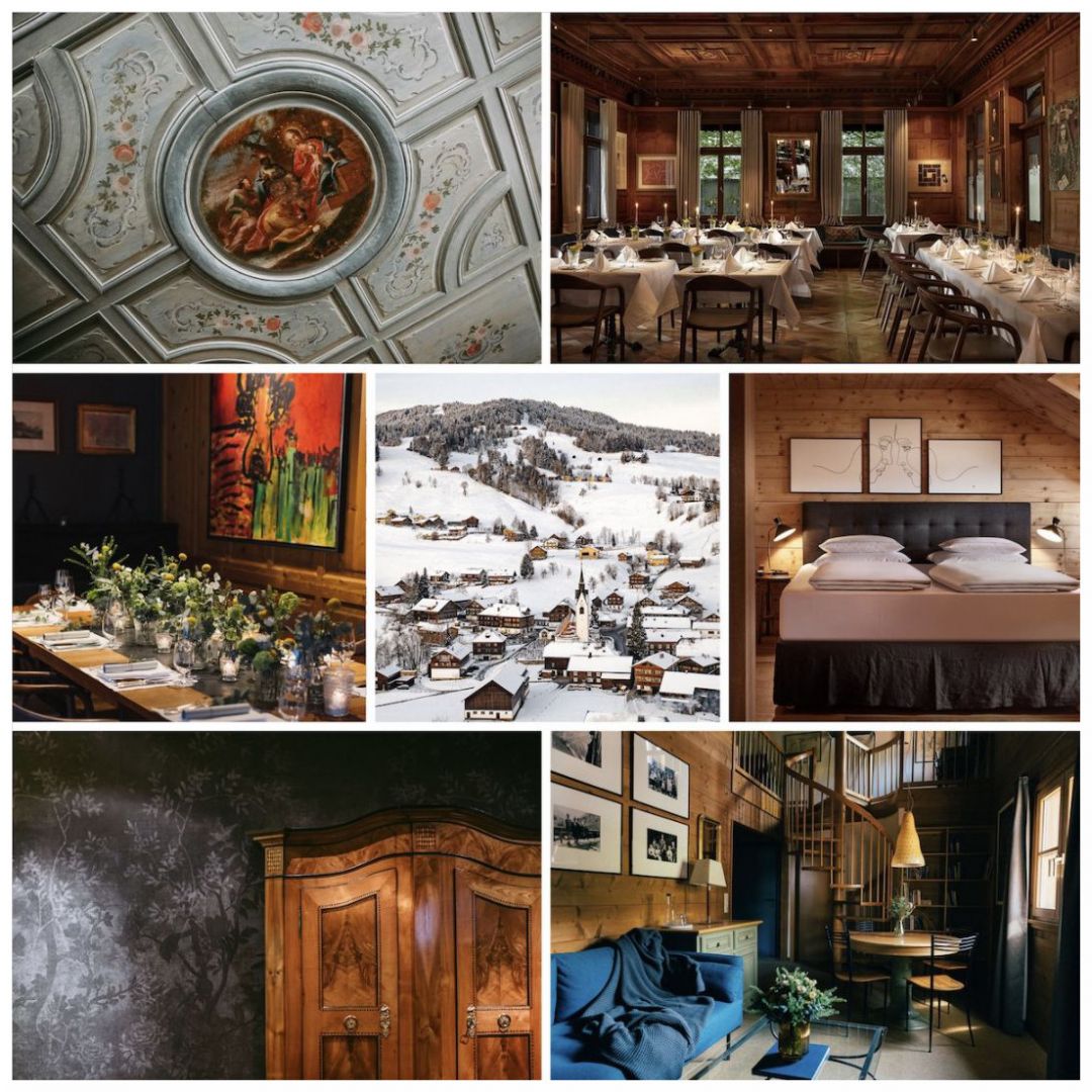 Traditional Historic Hotels of Austria  Legend Gasthof Hirschen in Schwarzenberg Austria, Traditional timber frame chalet style hotels and lodgings int he Alps