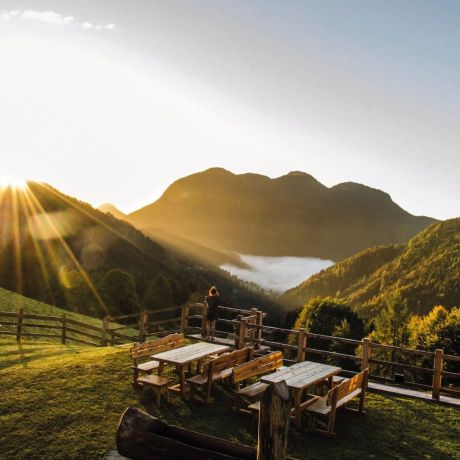 Borgo Eibn Mountain Lodge overlooks the Carnic Alps in Sauris, Friuli Venezia Giulia, Italy. A boutique hotel, spa & restaurant with chalet style accommodation.