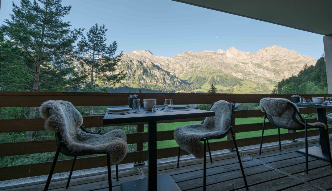 Outdoor balcony overlooking Engelberg | Villa Hundert Engelberg | The Best Design Hotels in Switzerland 
