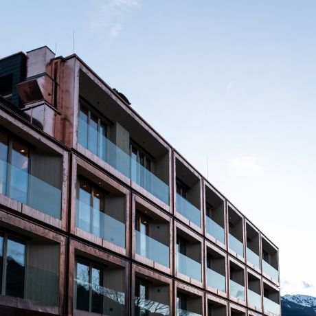 Mari Pop Boutique Hotel, Ried Tirol -facade in Copper by architects Besto. ZT 