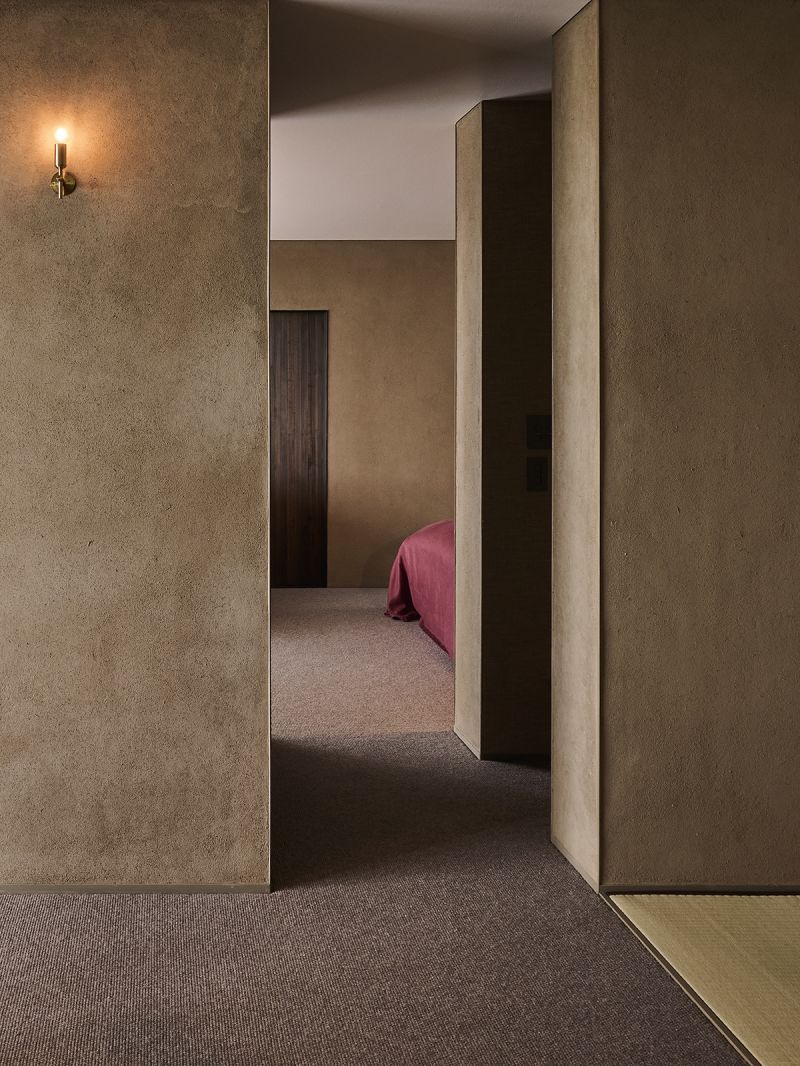 Polished interiors Modern Japanese, eco style |Timber Piles natural construction Japan | Auberge Né | Eco Design Hotel & Resturant in Rural Japan | Shibata, Niigata | The Afficionados