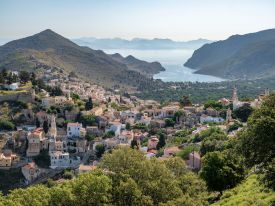 Symi island, mountains and the Aegen 