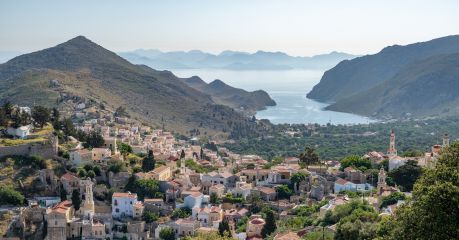 Symi island, mountains and the Aegen 