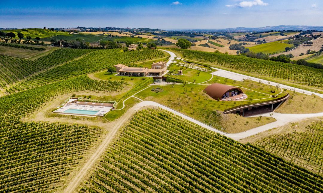 Areal View including pool | Luxury Wine & Spa Retreat in Le Marche | Filodivino Resort & Spa