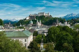 View of the castle above Salzburg, Austria.