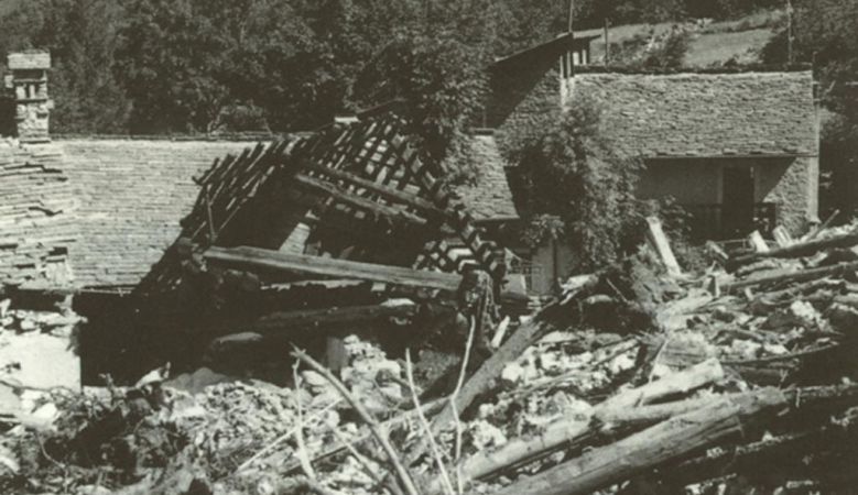 the avalanche of April 25, 1986 - the destroyed church of San Giovanni Battista