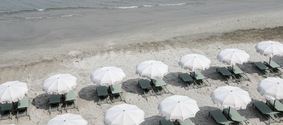 Italian Beach Lounders in Peppermint Green | Hotel Windsor |  Beachside Design Hotel on Italy's Ligurian Coast