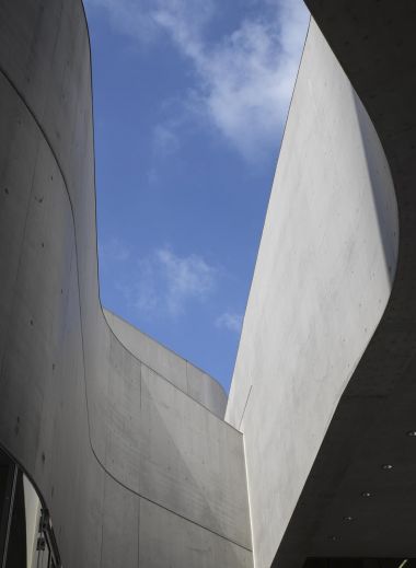 The exterior of Zaha Hadid's architectural masterpiece, the MAXXI museum in Italy's Rome