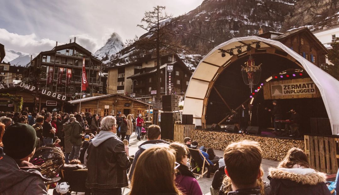 Zermatt Unplugged Music Festival next to the Matterhorn Mountains, Switzerland