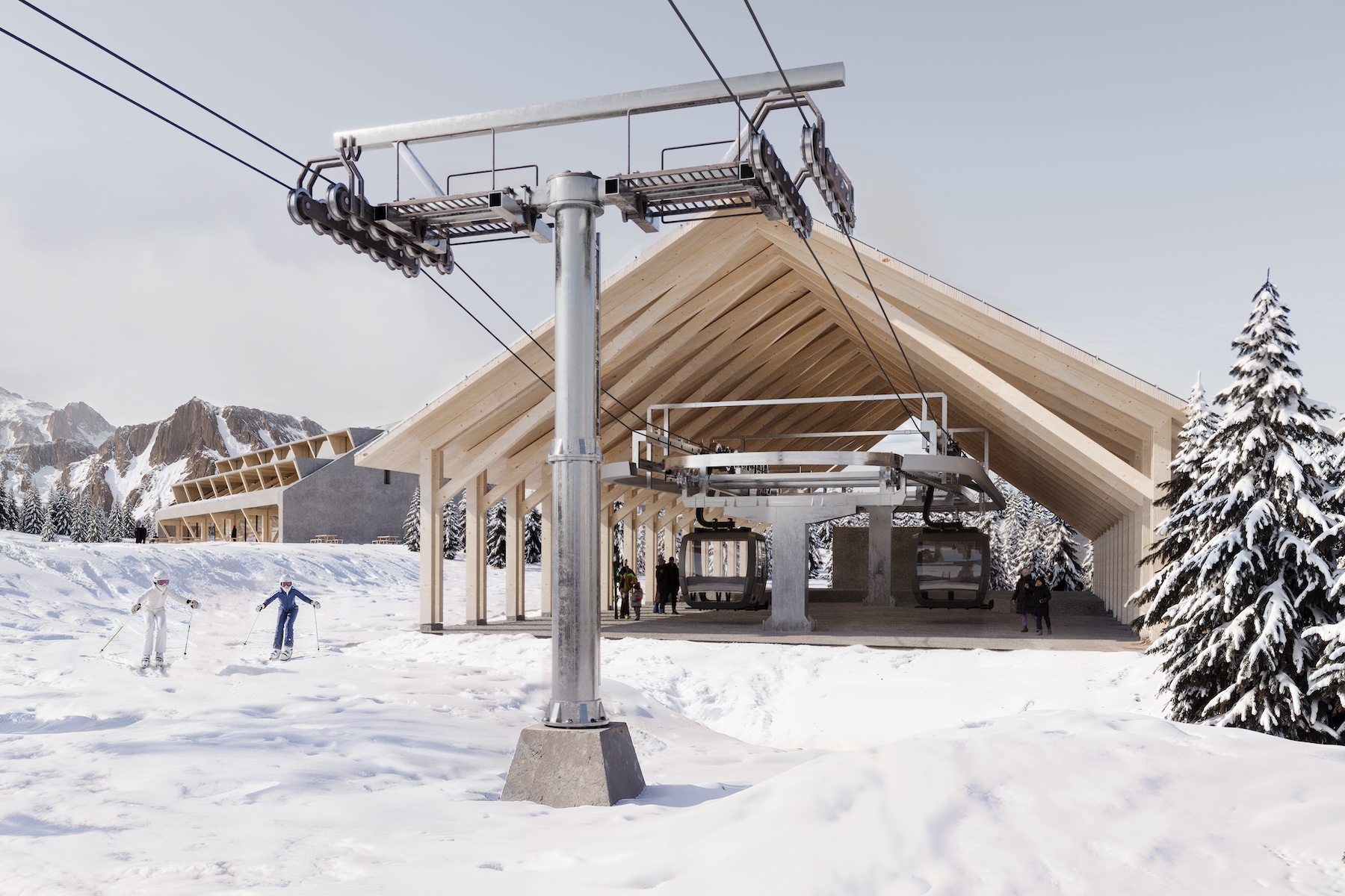 Valbione gondola station alpine landscape Lombardy Italy