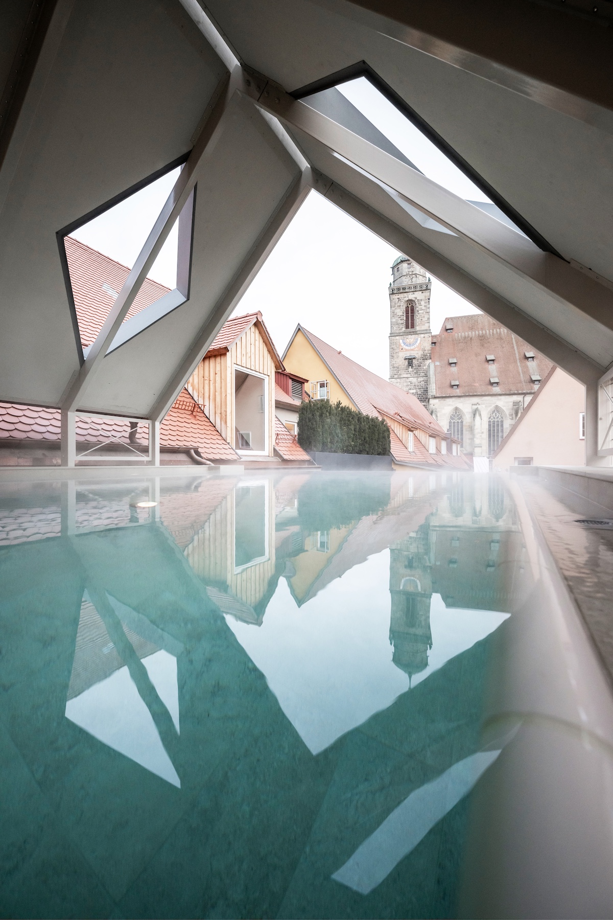 One of the best rooftop pools in Europe within an historical building | Goldene Rose Dinkelsbühl by NOA | Rooftop Spa and Heritage Hotel Restoration
