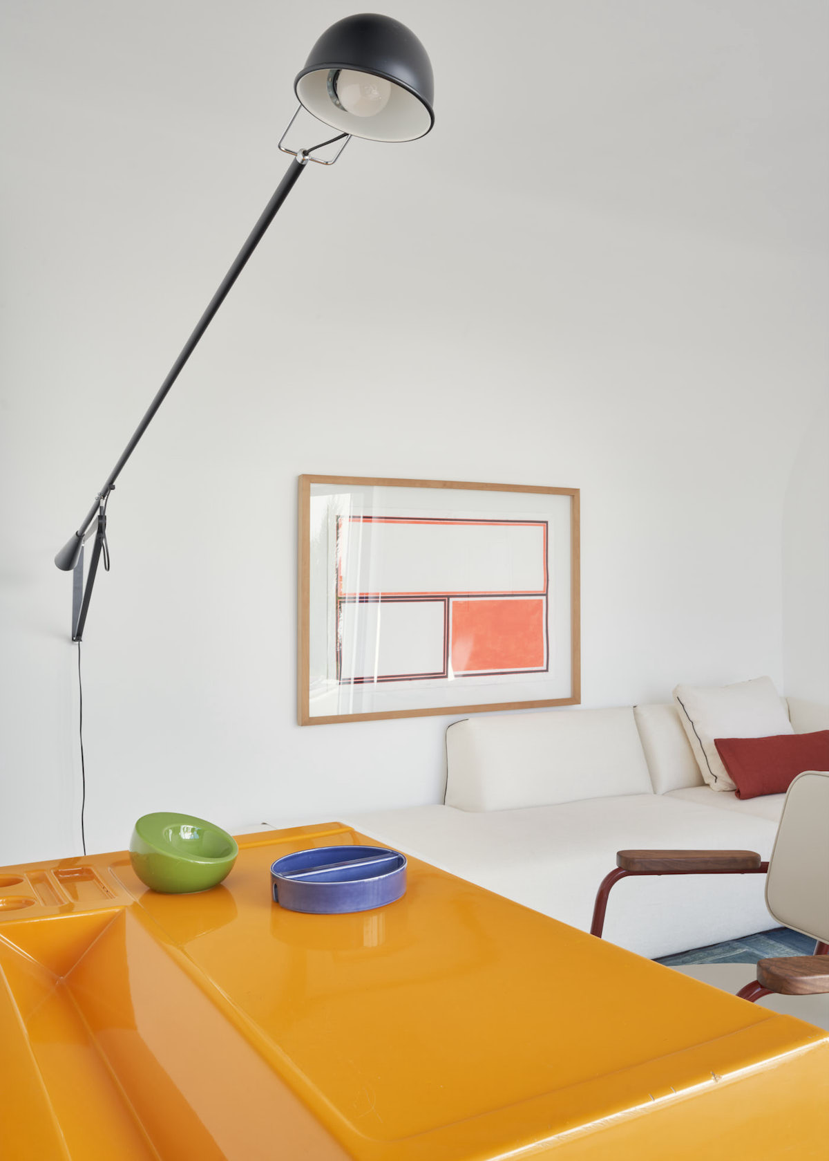 Yellow Orange Desk table Ozoo by Marc Bertier at the Casa Fortunato - Private Design House Portugal | Yellow Pages: Sunshine Tones in Design, Travel & Colour Led Boutique Hotel Style 