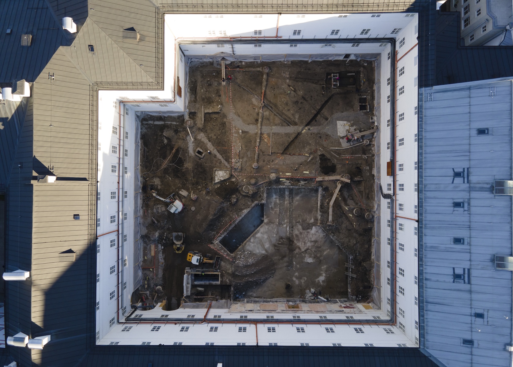 Aerial view of the Neue Residenz courtyard under construction for Belvedere Salzburg | The Aficionados