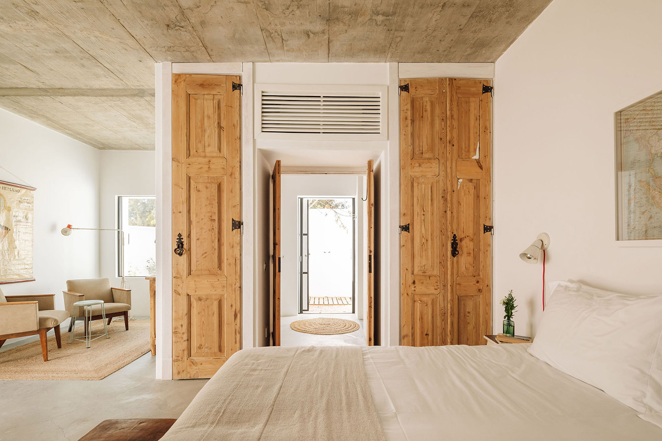 Pastel bedroom interiors, rural style with a nod to nomad | The Art of Desking: Stylish Hotels for Work, Rest & Play – The Aficionados