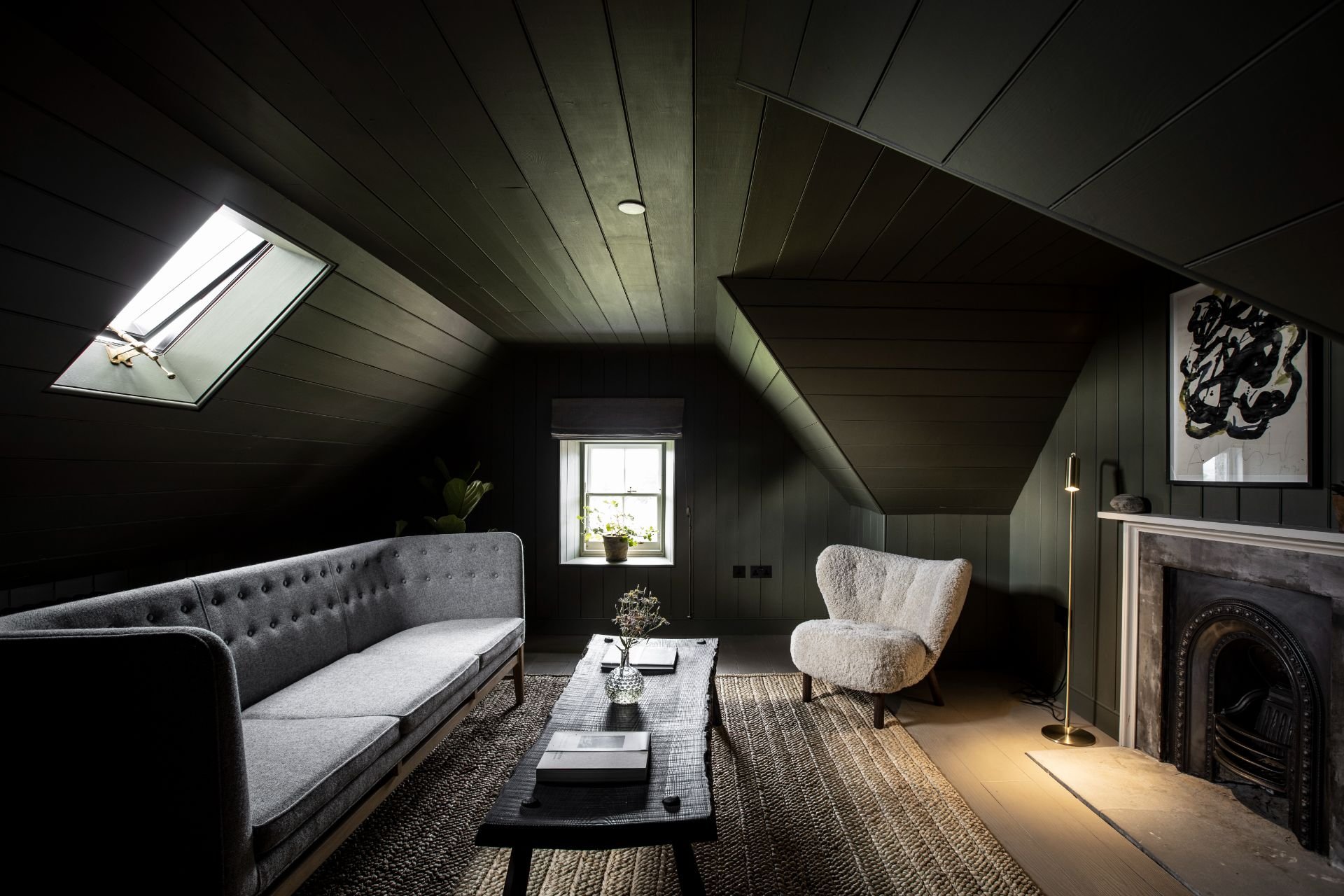 Lundies Hotel Bedroom Suite painted in deep green paint, eaves, Danish furnishings Scandi Scot Styling in the Highlands | Ruth Kramer: Interior Designer Behind Brücke 49 & Wildland