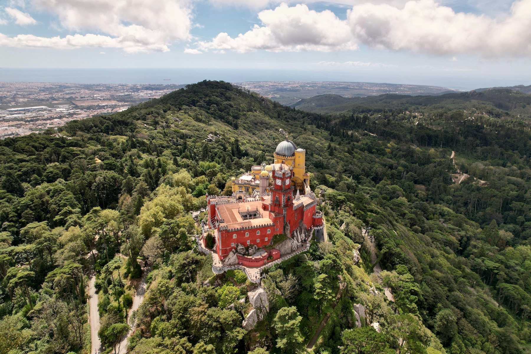 A photo of Portugal's fairy-tale Sintra in the hills, just outside Lisbon