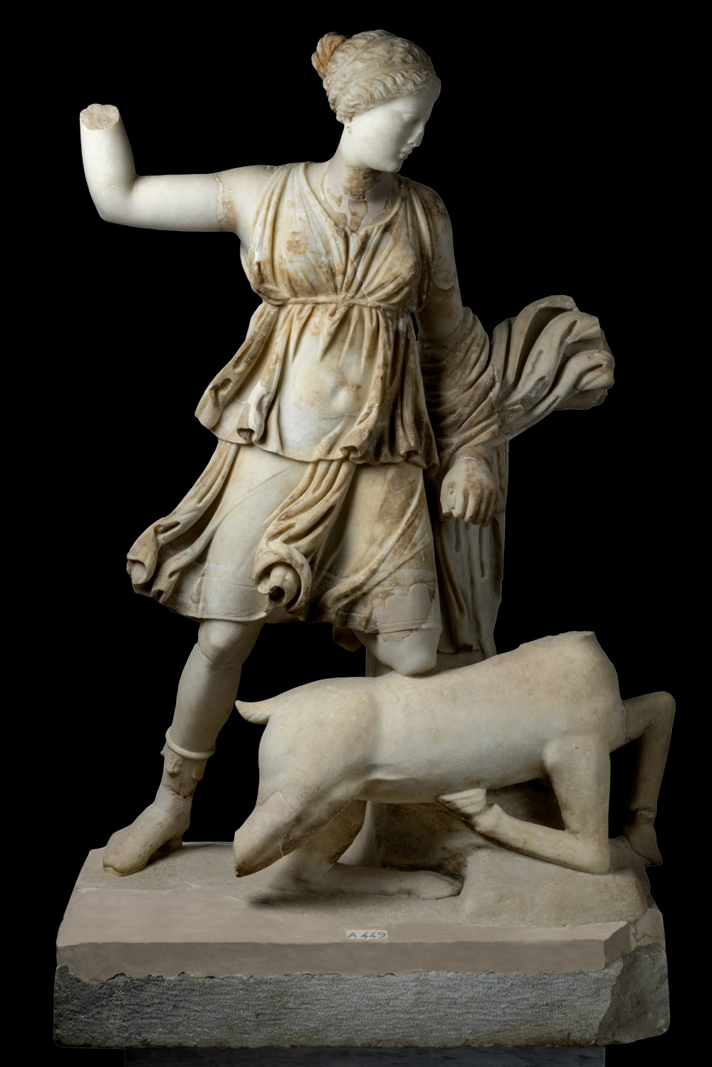 athens-marble-artemis-statue.jpg: Marble statue of Artemis with a hunting hound, Kolonaki, Athens | The Aficionados