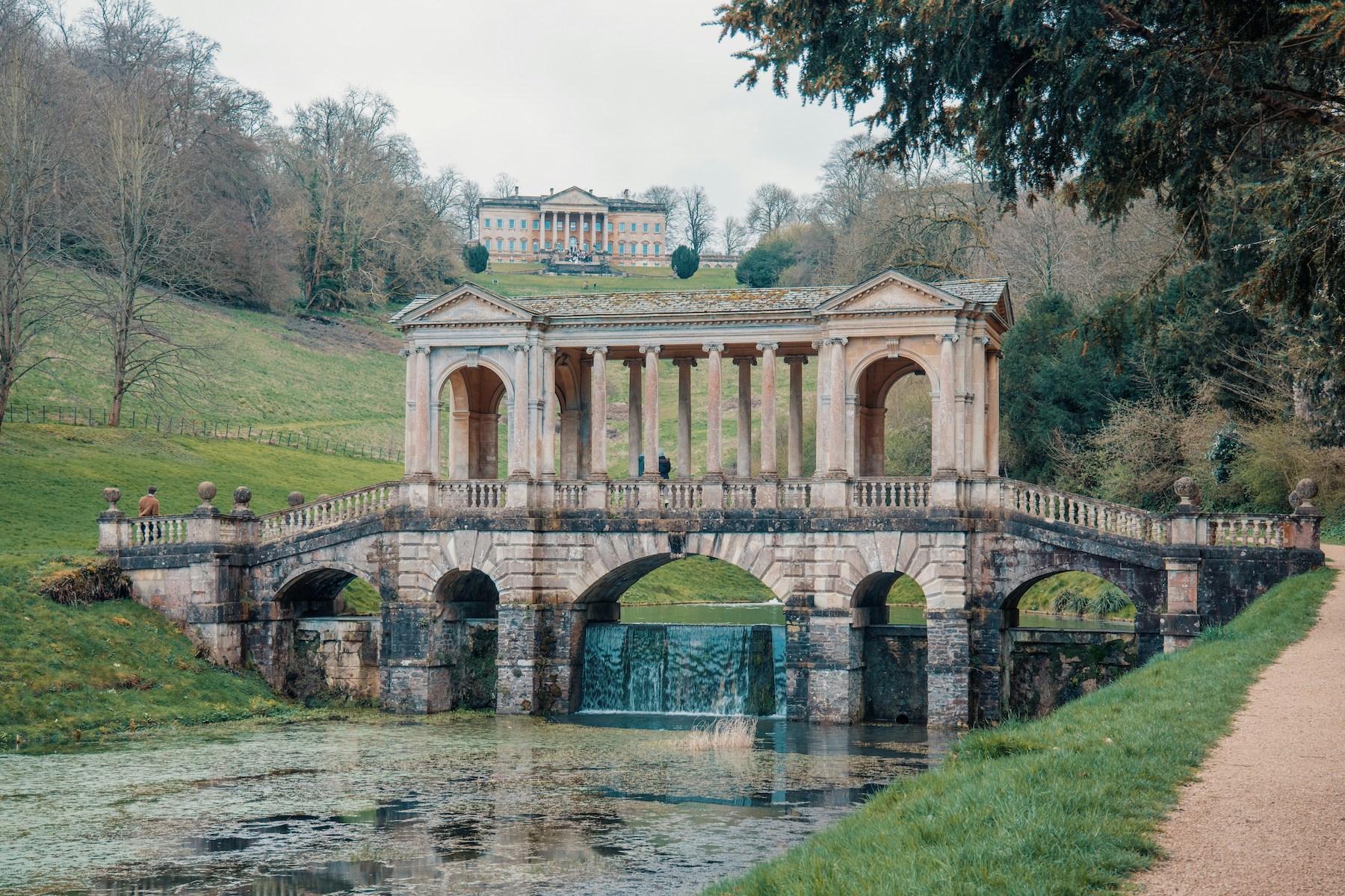 Folly brisge over water lake build of local sand stone found in Somerset | Somerset England: Heritage, Food, Willow Weaving, Arts, Cider and Creative Culture