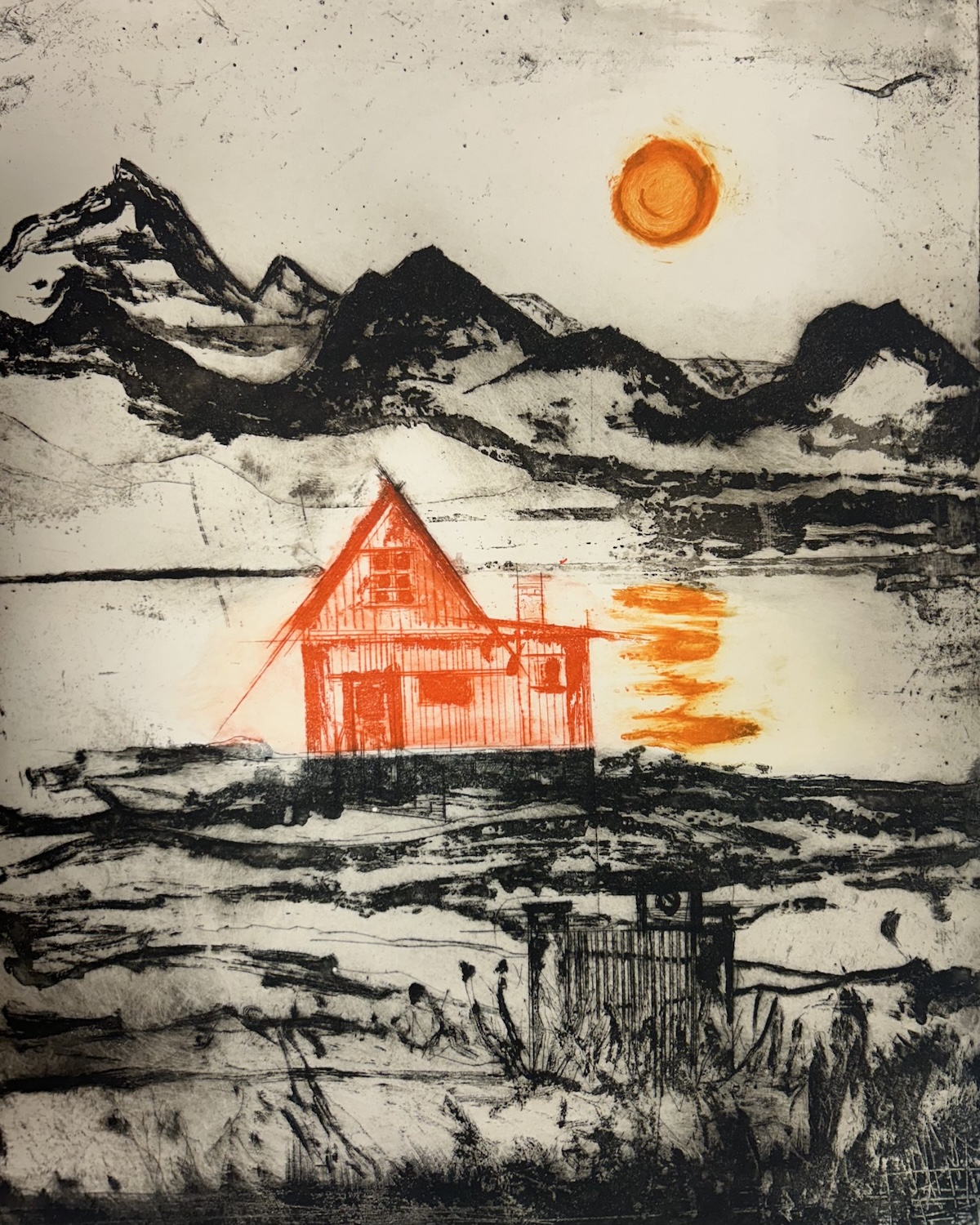 nusfjord-salteriet-stig-bech-the-departed-house.jpg: Stig Bech print The Departed House, Mountains destabilized, Nusfjord | The Aficionados