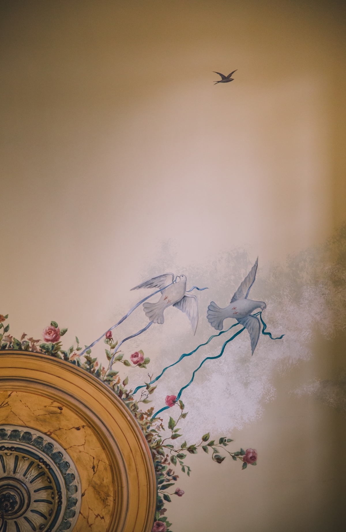 Hisorical painted Ceiling detail from Sant Francesc Hotel Palma de Mallorca. 