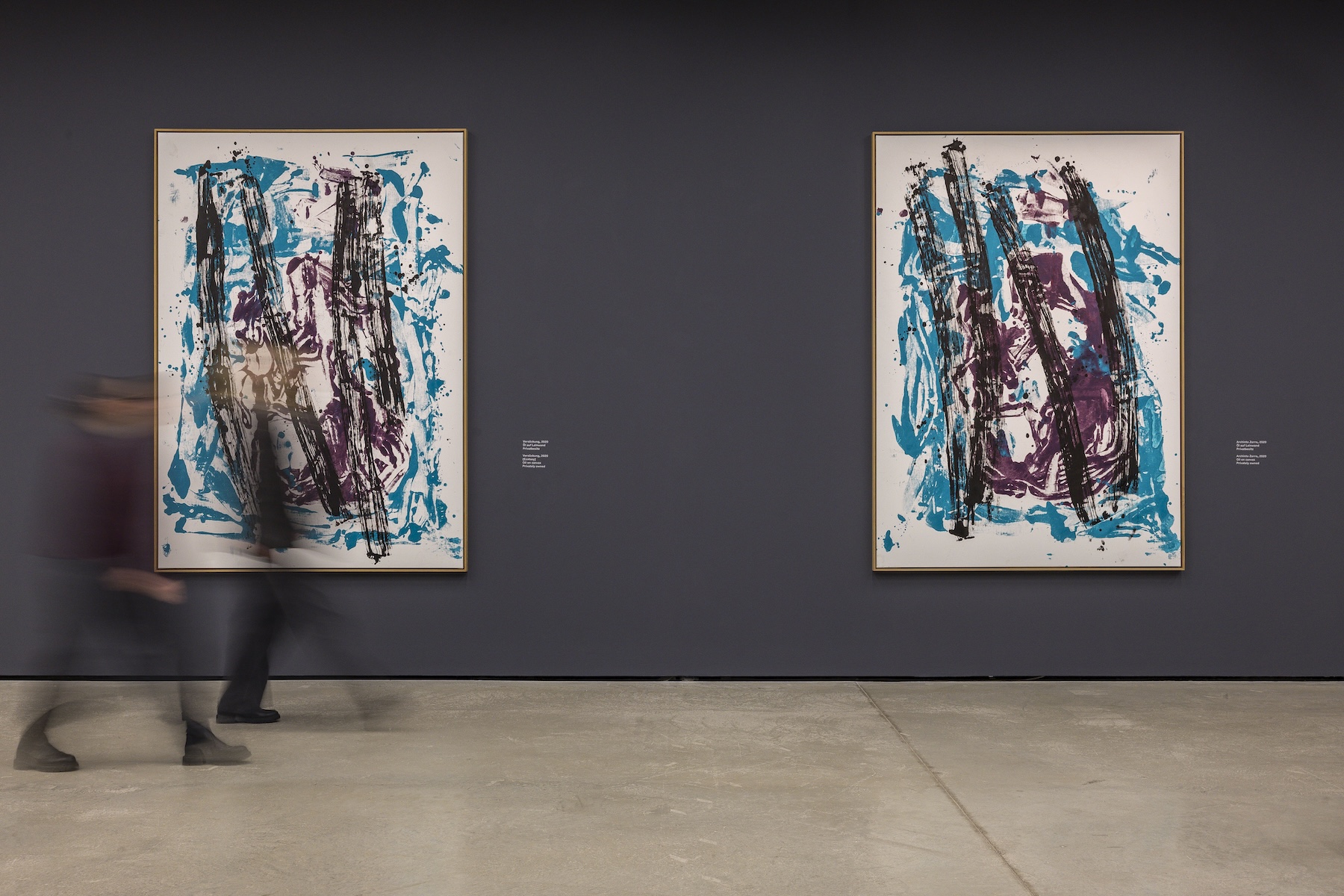Two large Georg Baselitz paintings in blue, violet and black at the Museum der Moderne, Salzburg | The Aficionados