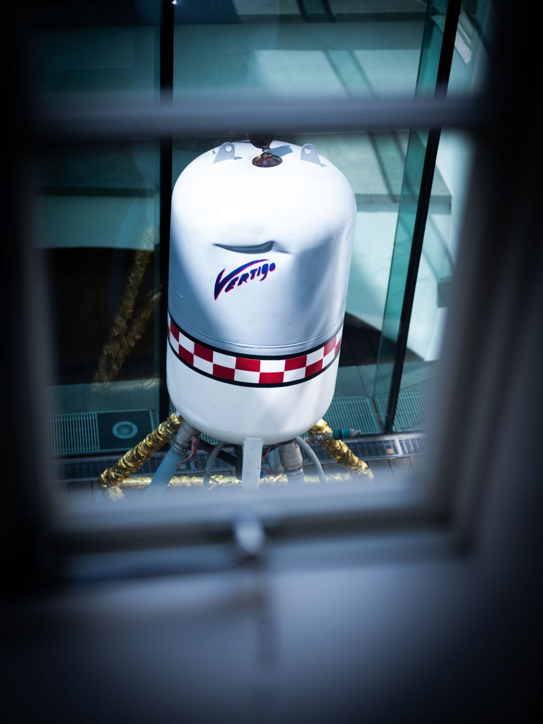 David Moises' Vertigo Rocket seen through a window at Arthotel Blaue Gans, Salzburg | The Aficionados