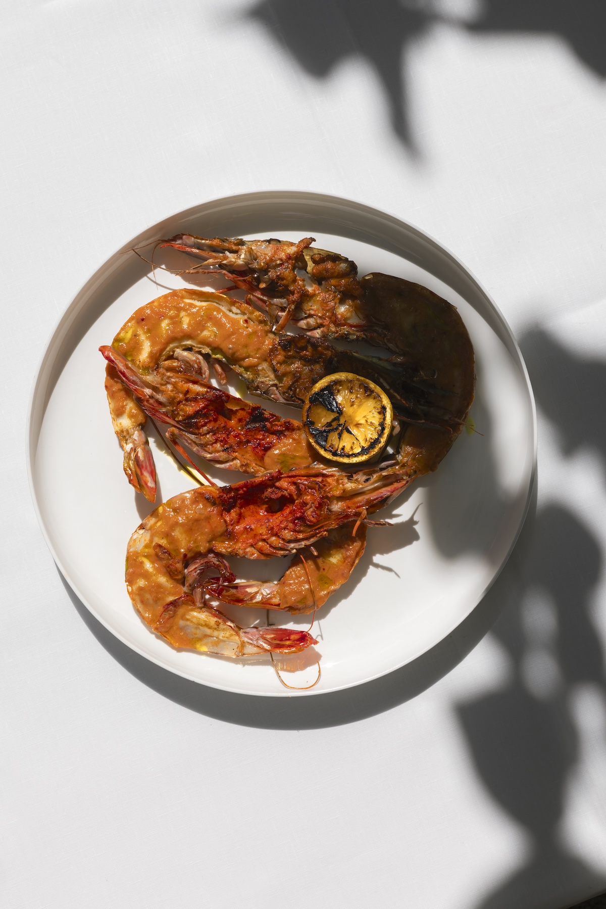 Grilled prawns and crab with a charred lemon at August, Antwerp | The Aficionados