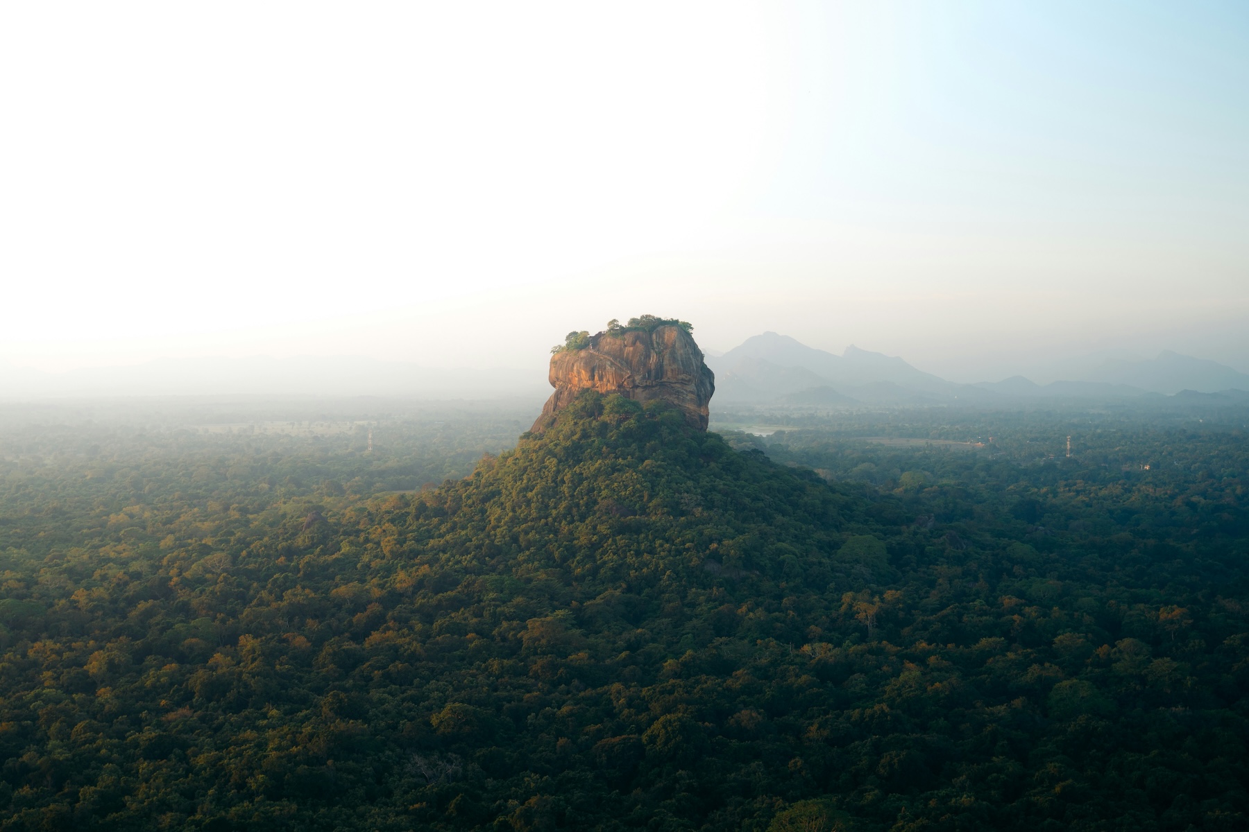 Sigiriya rock fortress rising above the forest canopy at dawn, Cultural Triangle, Sri Lanka | The Aficionados
