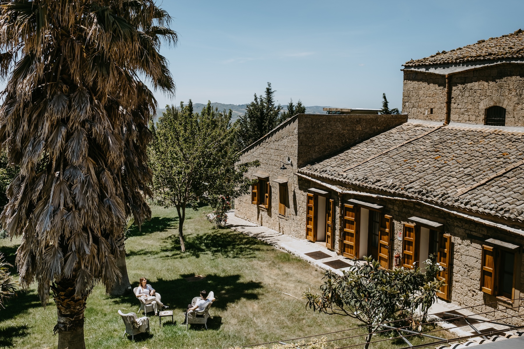 Conservative restoration of the Susafa masseria, original Sicilian stone walls and terracotta roof of the five-hundred-hectare Saeli-Rizzuto estate, country boutique hotel in Polizzi Generosa | The Aficionados.